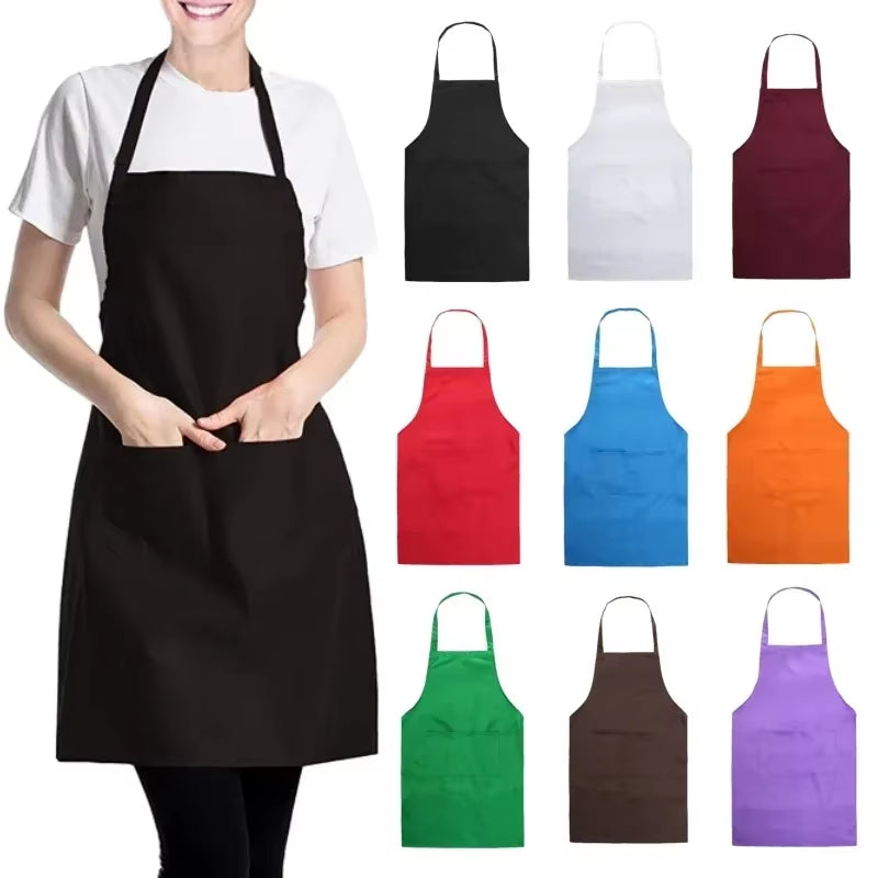 Adjustable Cooking Apron Unisex Household Solid Color Chef Waiter Barbecue Hairdresser Adult Pocket Apron Kitchen Supplies Tool